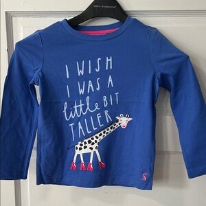 Joules Blue Long Sleeve Tee with Giraffe Design
